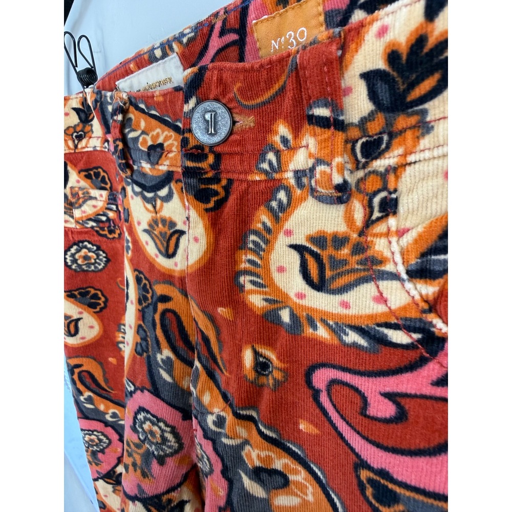 Pilcro Anthropologie Paisley Corduroy Skinny Pants Size 30 Boho Retro